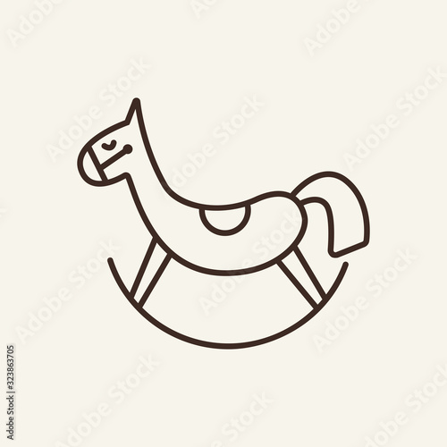 Contourof childish rocking horse. Education concept. Flat vector. Riding. Illustration can be used for web design, logo, user interface, printing, advertising