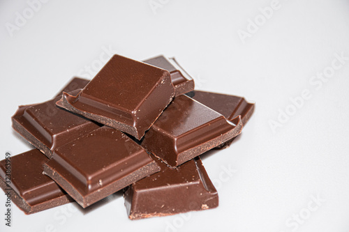 Chocolate on a white background side view