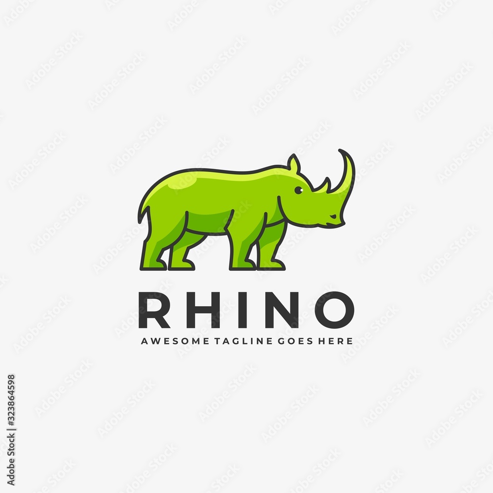 Vector Logo Illustration Rhino Elegant Simple Mascot Style