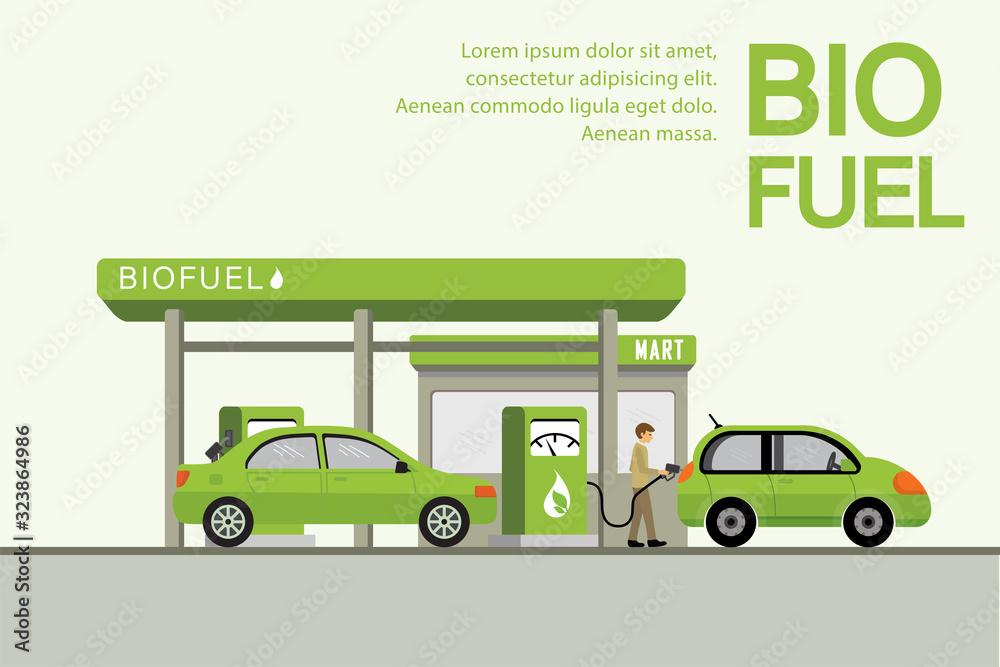 Obraz premium Biofuel petrol refill station. Green energy. Alternative power.