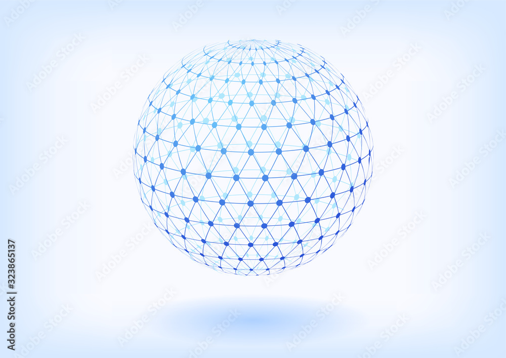 青色のデジタルネットワーク球体イメージ 青色のデジタルネットワーク球体イメージ