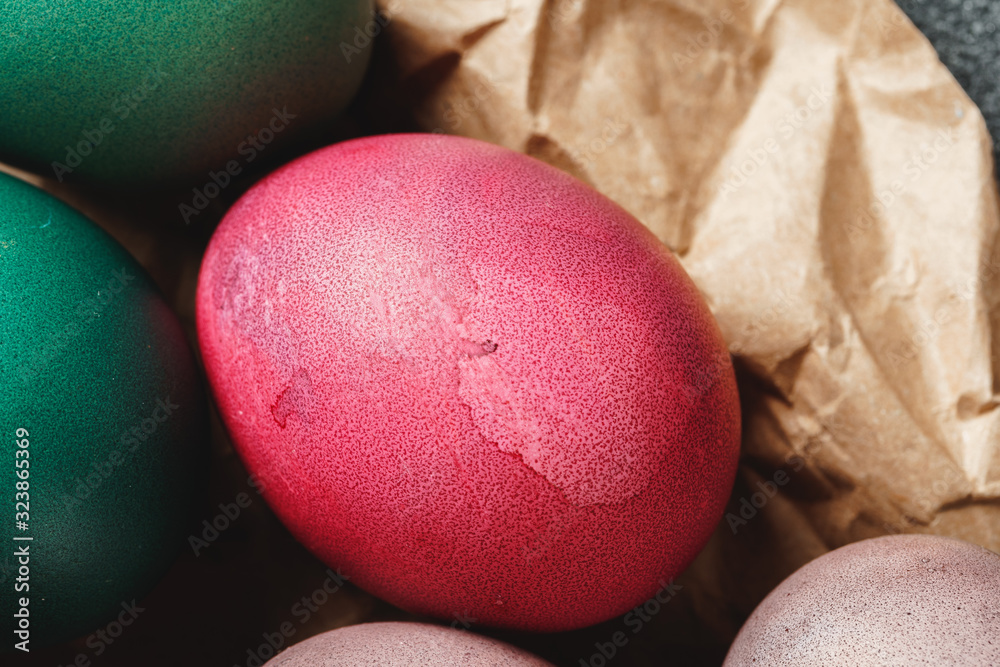 Easter eggs on a dark background