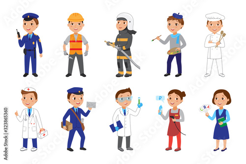 Kids in various professions set.
