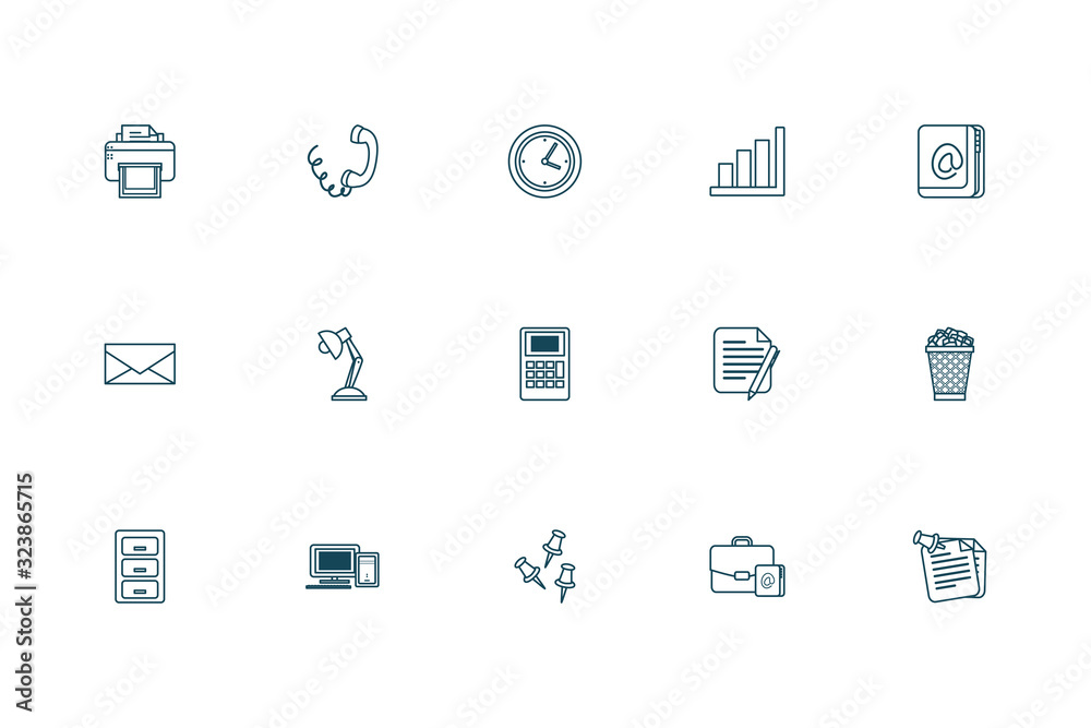 Office and business line style icon set vector design Office and business line style icon set vector design