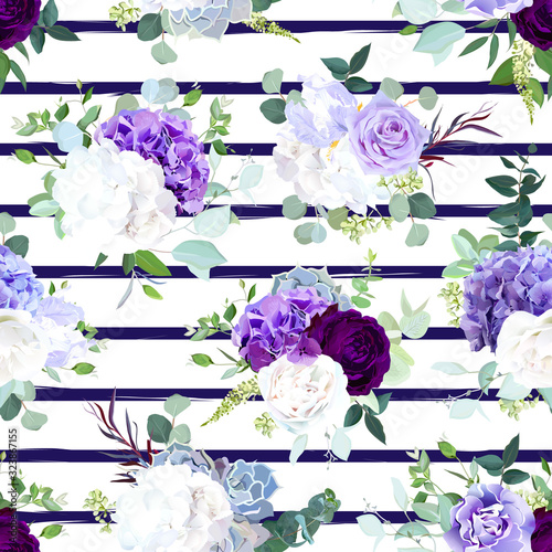 Navy blue striped seamless vector design pattern