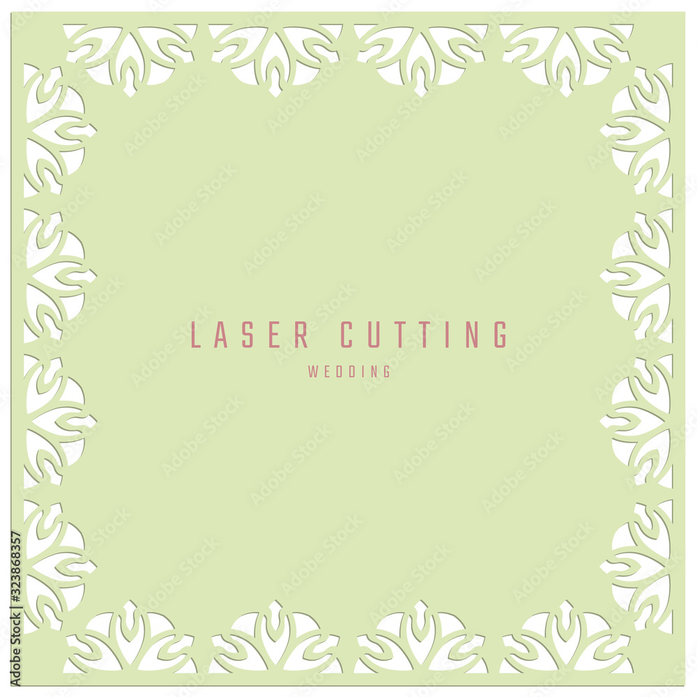 Laser cutting wedding card. Vector mandala design. Simple vintage border.