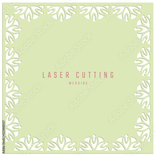 Laser cutting wedding card. Vector mandala design. Simple vintage border.