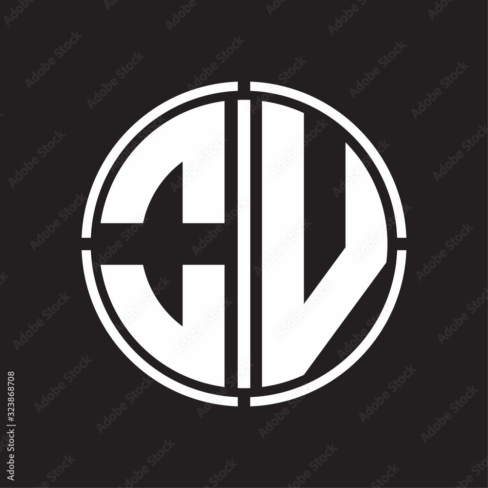 OV Logo initial with circle line cut design template