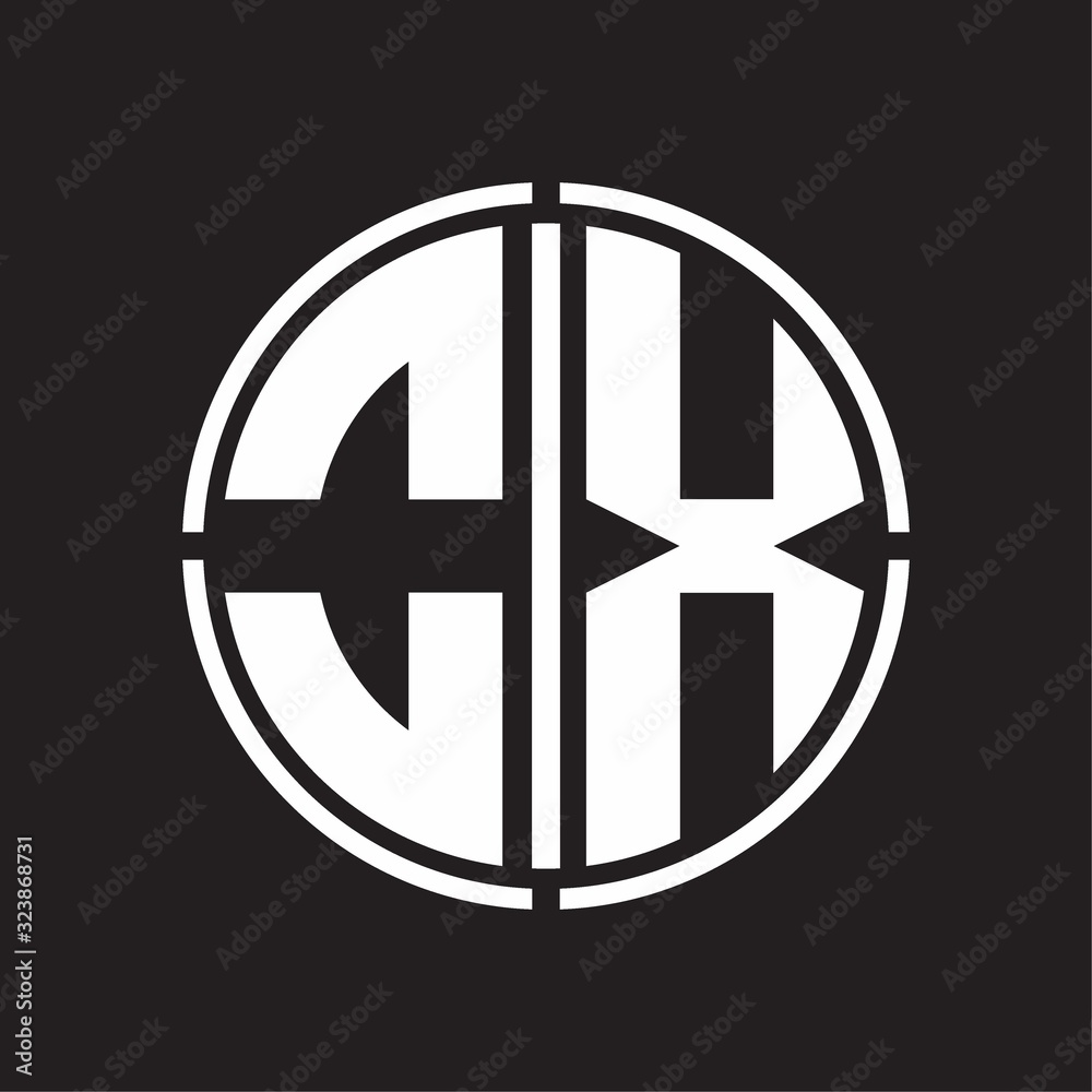 OX Logo initial with circle line cut design template OX Logo initial with circle line cut design template