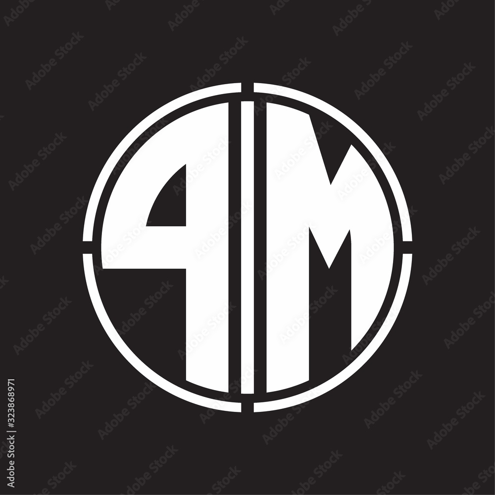 PM Logo initial with circle line cut design template PM Logo initial with circle line cut design template