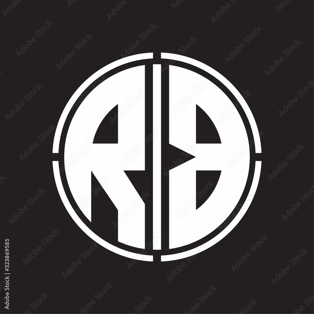 RB Logo initial with circle line cut design template