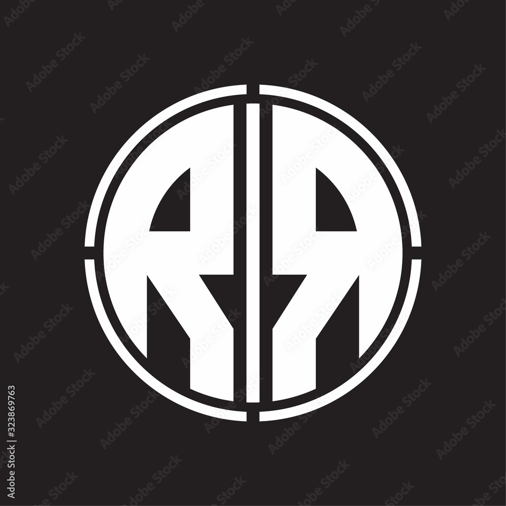 RR Logo initial with circle line cut design template RR Logo initial with circle line cut design template