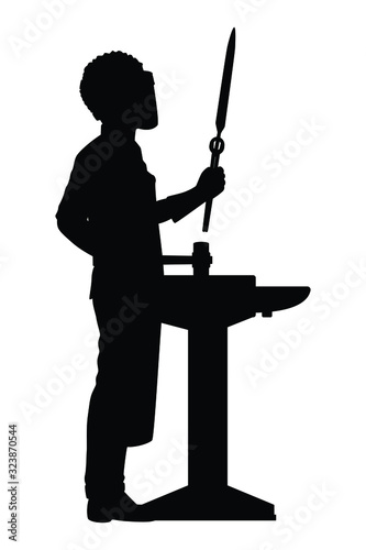 Blacksmith silhouette vector,worker in workshop