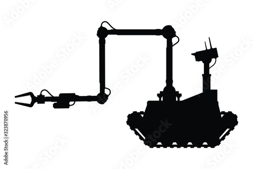 EOD robot silhouette vector on white
