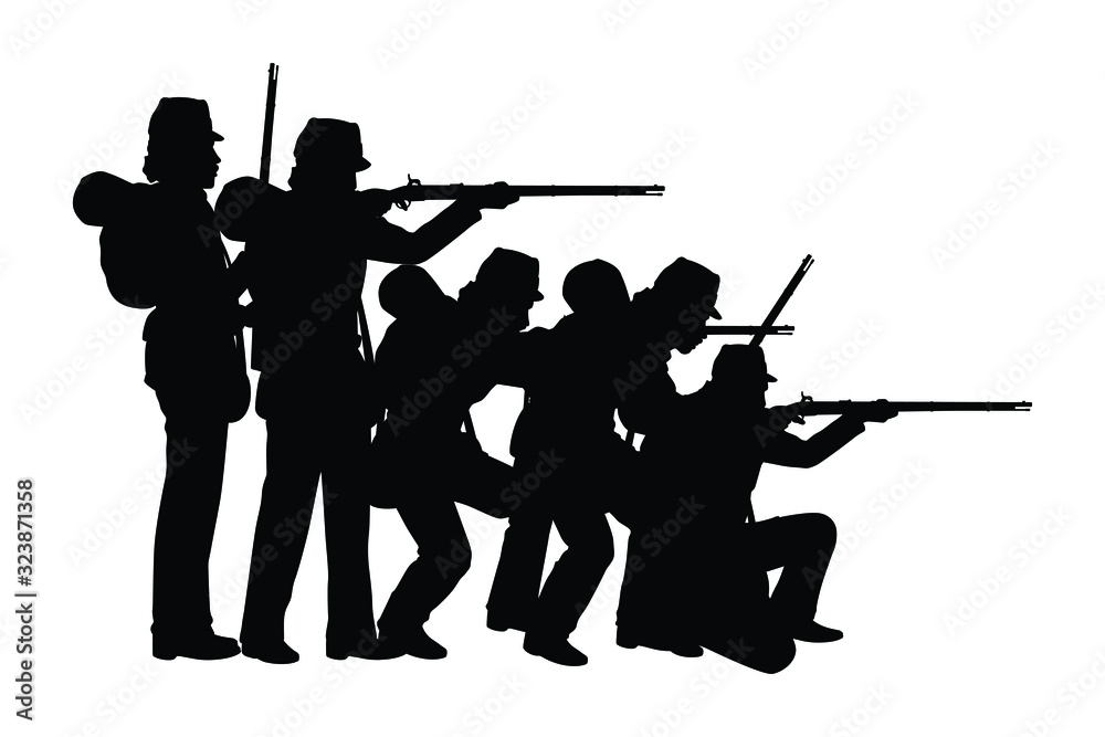 Civil war soldier troop silhouette vector vector de Stock | Adobe Stock