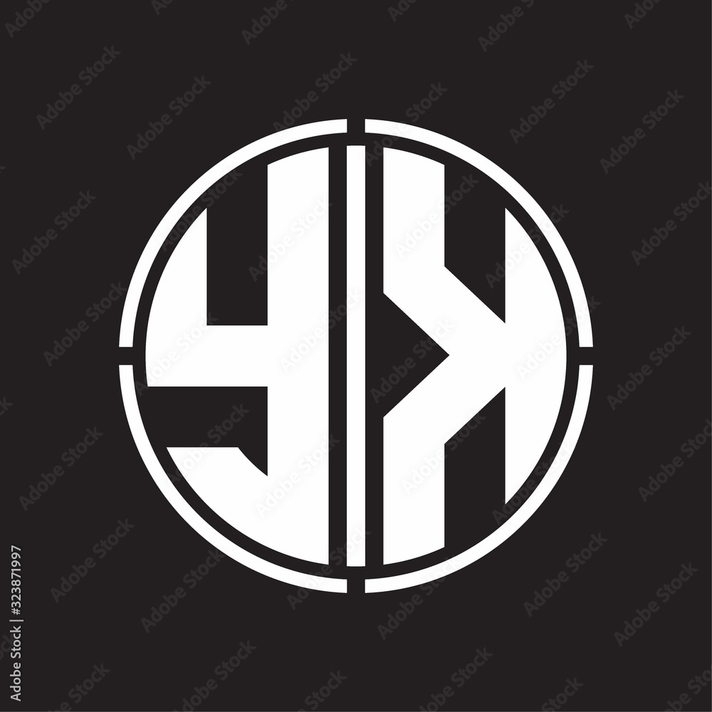YK Logo initial with circle line cut design template YK Logo initial with circle line cut design template