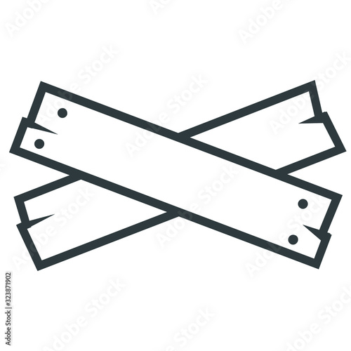 Wood plank line icon on white background