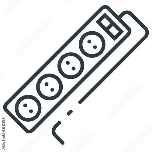 Electrical extension lead line icon on white background