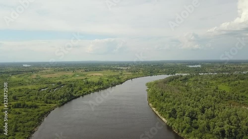 Flight over the most beautiful woodland forests and the Pripyat River. Belarus