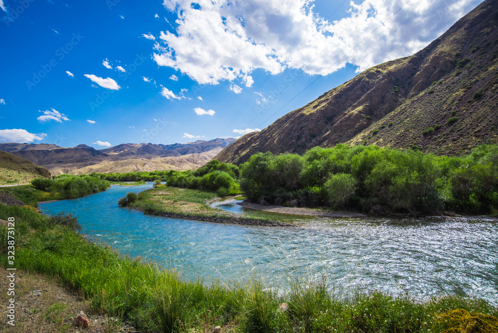 Stream / River, en route from Naryn - Bishkek, Kyrgyzstan. The Tien Shan range. 