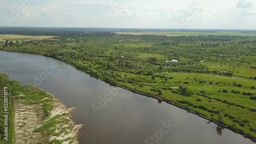 Flight over the most beautiful woodland forests and the Pripyat River. Belarus
