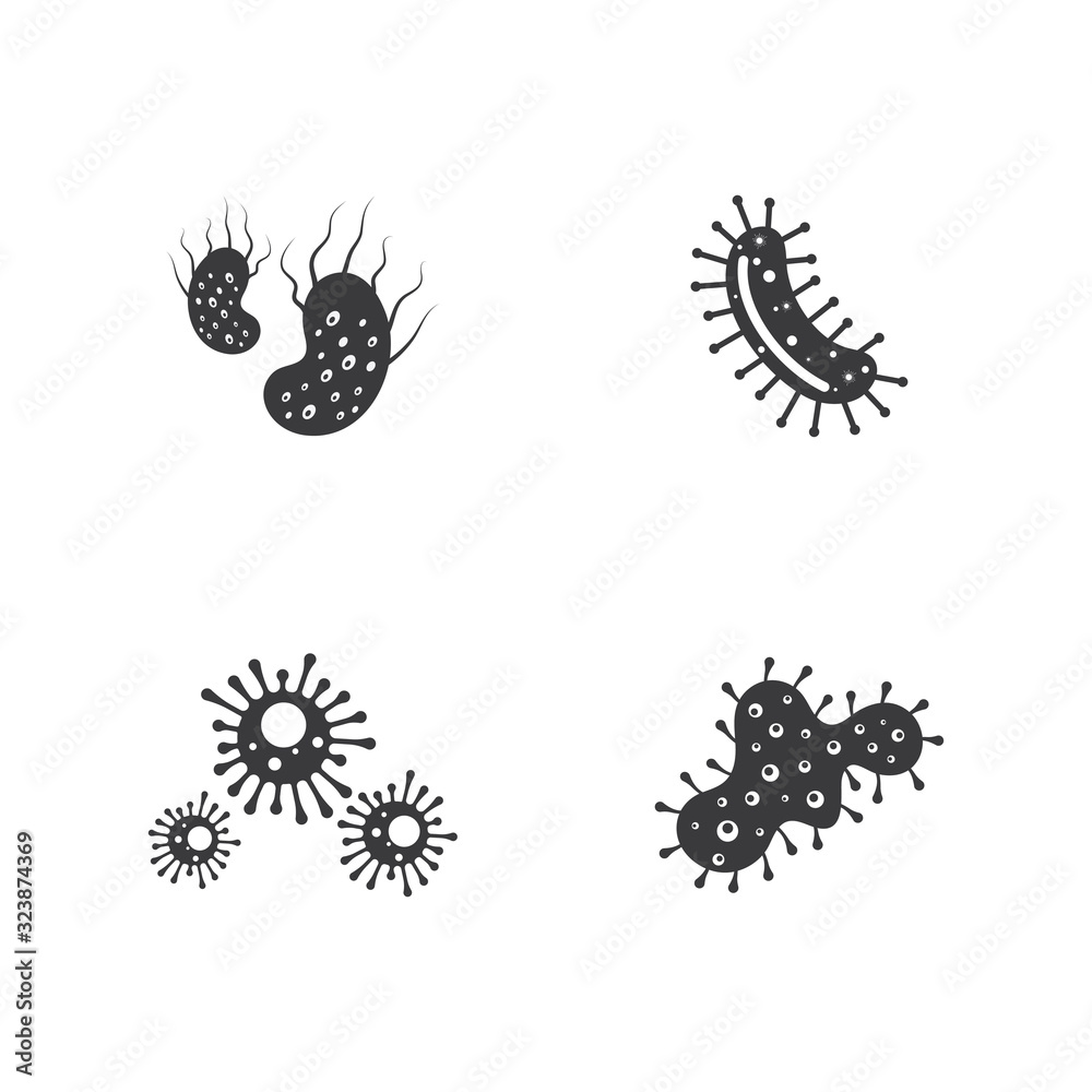 Obraz premium Set of Bacteria vector illustration icon template