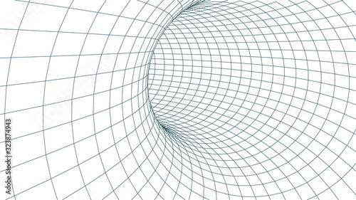 Fototapeta Naklejka Na Ścianę i Meble -  Grid texture. Wireframe surface tunnel. 3d grid on background. Vector wormhole