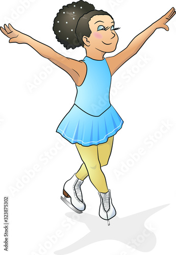 Young girl figure ice skating. Vector illustration layered for easy editing