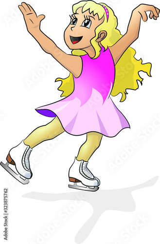 Young girl figure ice skating. Vector illustration layered for easy editing