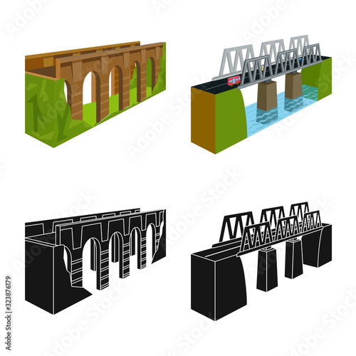 Isolated object of connection and design sign. Set of connection and side stock vector illustration.