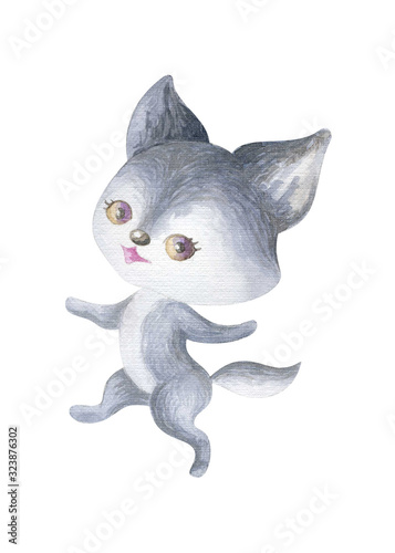 Cute woodland animal. Hand painted watercolor illustration isolated on a white background.