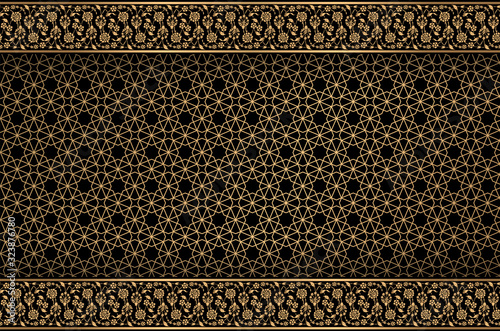Golden Islamic ornament vector, traditional Arabic art, Islamic geometric circular ornamental- Abstract vector background