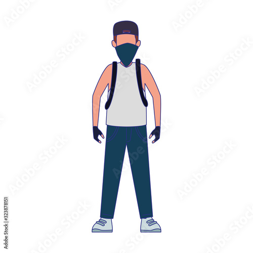 cartoon man standing with kerchief icon