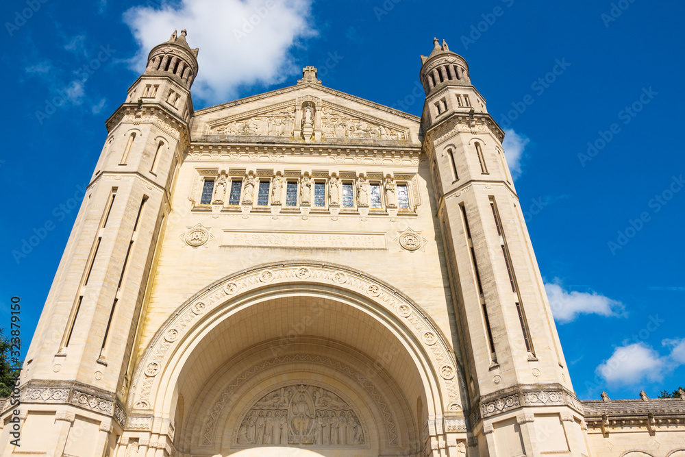  Lisieux, France. Basilica of Saint Therese, the second largest pilgrimage site in France, after Lourdes. Entrance.