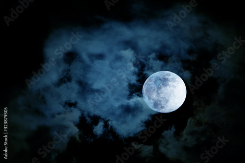 full moon and dark blue sky