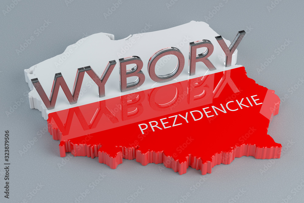 Wybory prezydenckie w Polsce - ilustracja 3D - obrazy, fototapety, plakaty 