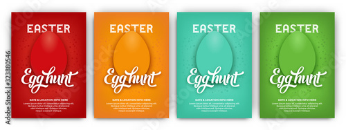 Plakat Easter egg hunt poster set - same color 3d design - Typographic Easter event poster in multiple color options