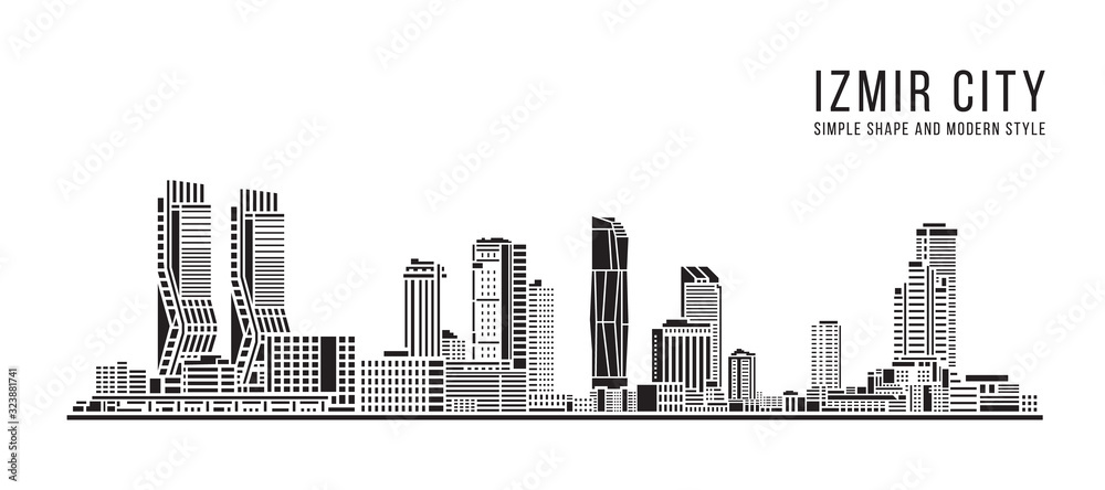 Cityscape Building Abstract Simple shape and modern style art Vector design - Izmir city