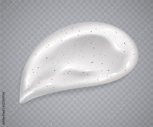 White cream or scrub smear isolated on a transparent background. Realistic cosmetic beauty skincare product sample. Moisturizing lotion. Vector illustration.