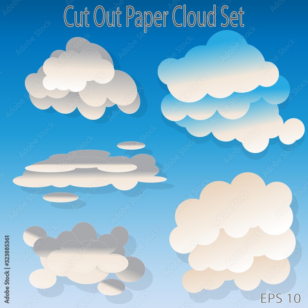 Cutout Paper Flat Cloud Set Cutout Paper Flat Cloud Set