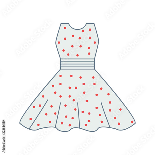 Dress garment gray with red points icon. Simple outline colored vector of woman clothes icons for ui and ux, website or mobile application