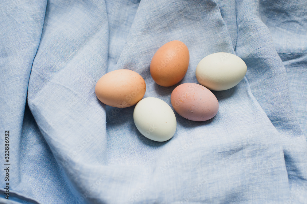 eggs on linen napkin table