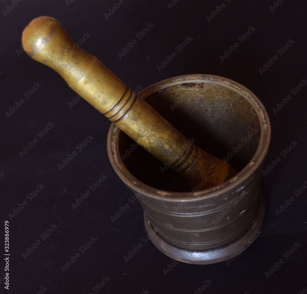 Indian Brass Mortar and Pestle Set also called as Hamandista d By dkroy