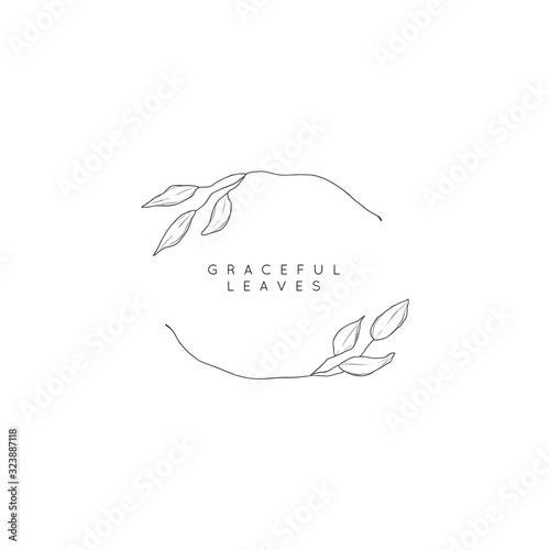 Leaf symbols, logos, icons and signs collection. Set of floral design elements.