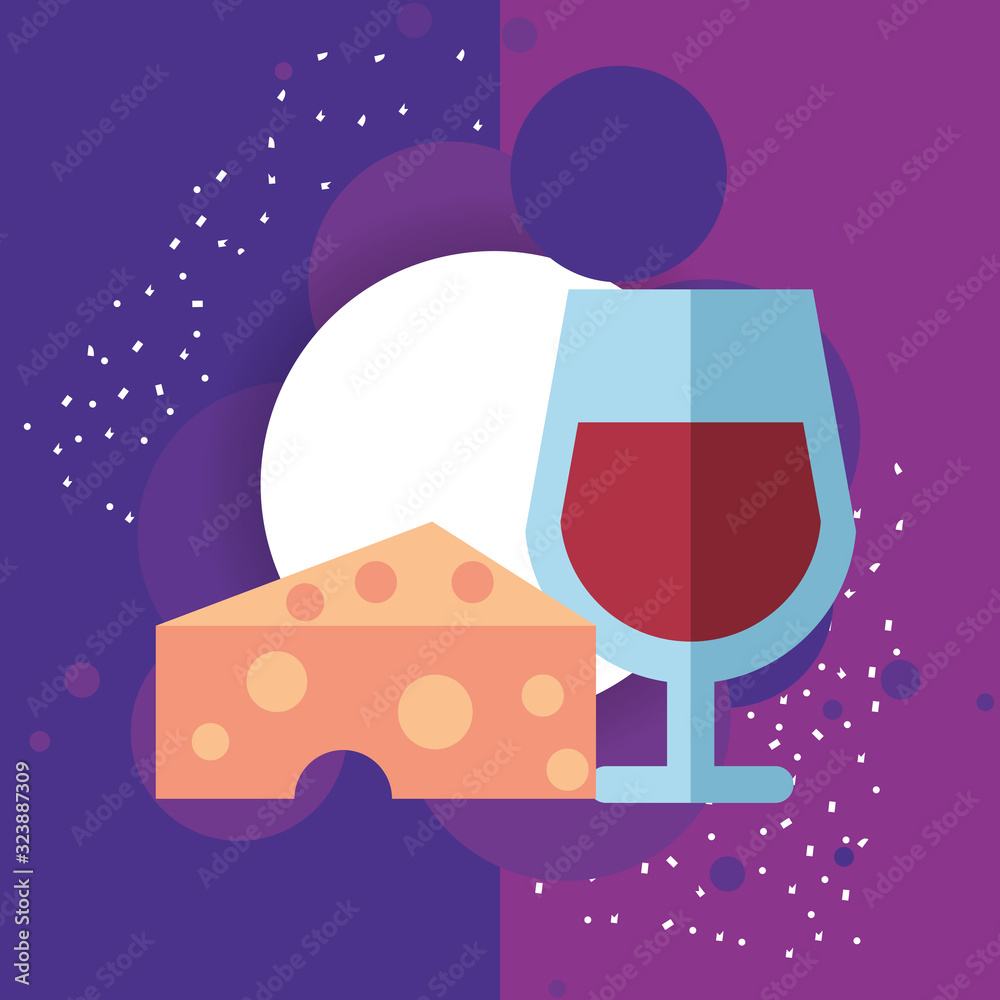 Obraz premium wine cup drink with cheese portion