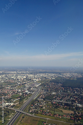 interesting views from the airplane window on a warm summer day