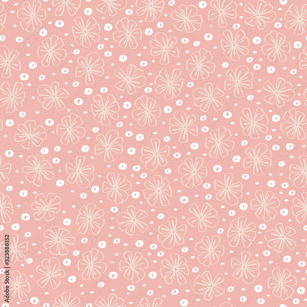 Seamless pink background with flowers