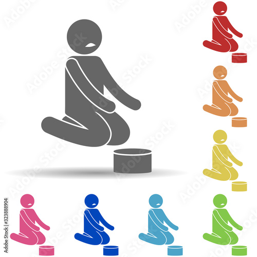 Beggar in multi color style icon. Simple glyph, flat vector of mobile banking icons for ui and ux, website or mobile application