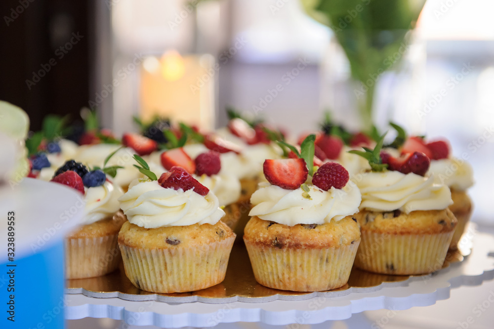 Close up photo of tasty cupcakes Close up photo of tasty cupcakes