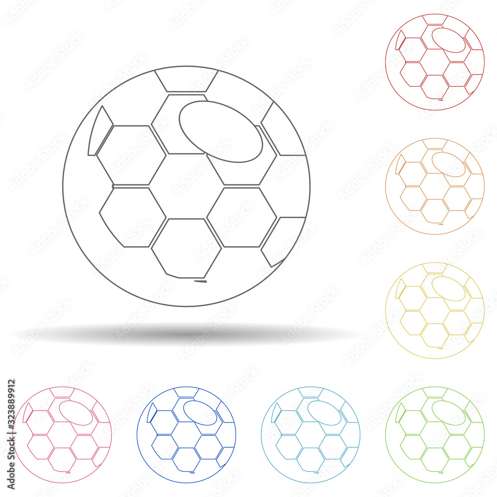 Fan ball in multi color style icon. Simple thin line, outline vector of russian fan atributs icons for ui and ux, website or mobile application Fan ball in multi color style icon. Simple thin line, outline vector of russian fan atributs icons for ui and ux, website or mobile application